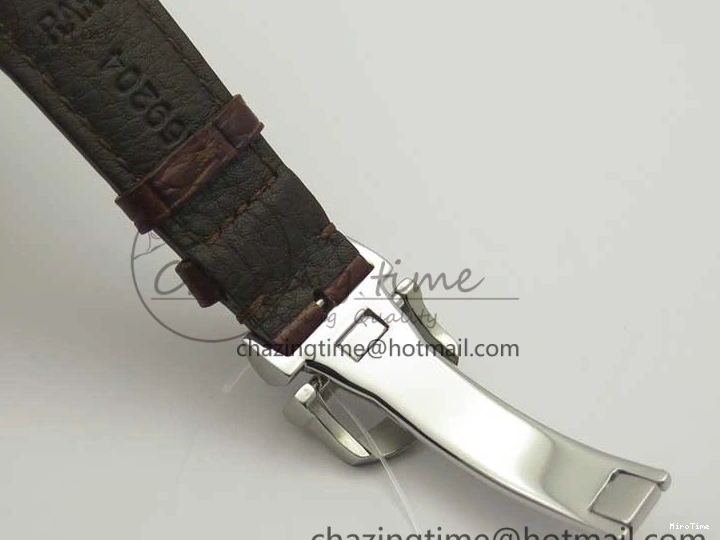 MIROTIME 0517 Portofino Automatic SS TWF 1:1 Best Edition Silver Dial Gold Markers on Brown Leather Strap A Bright 7203